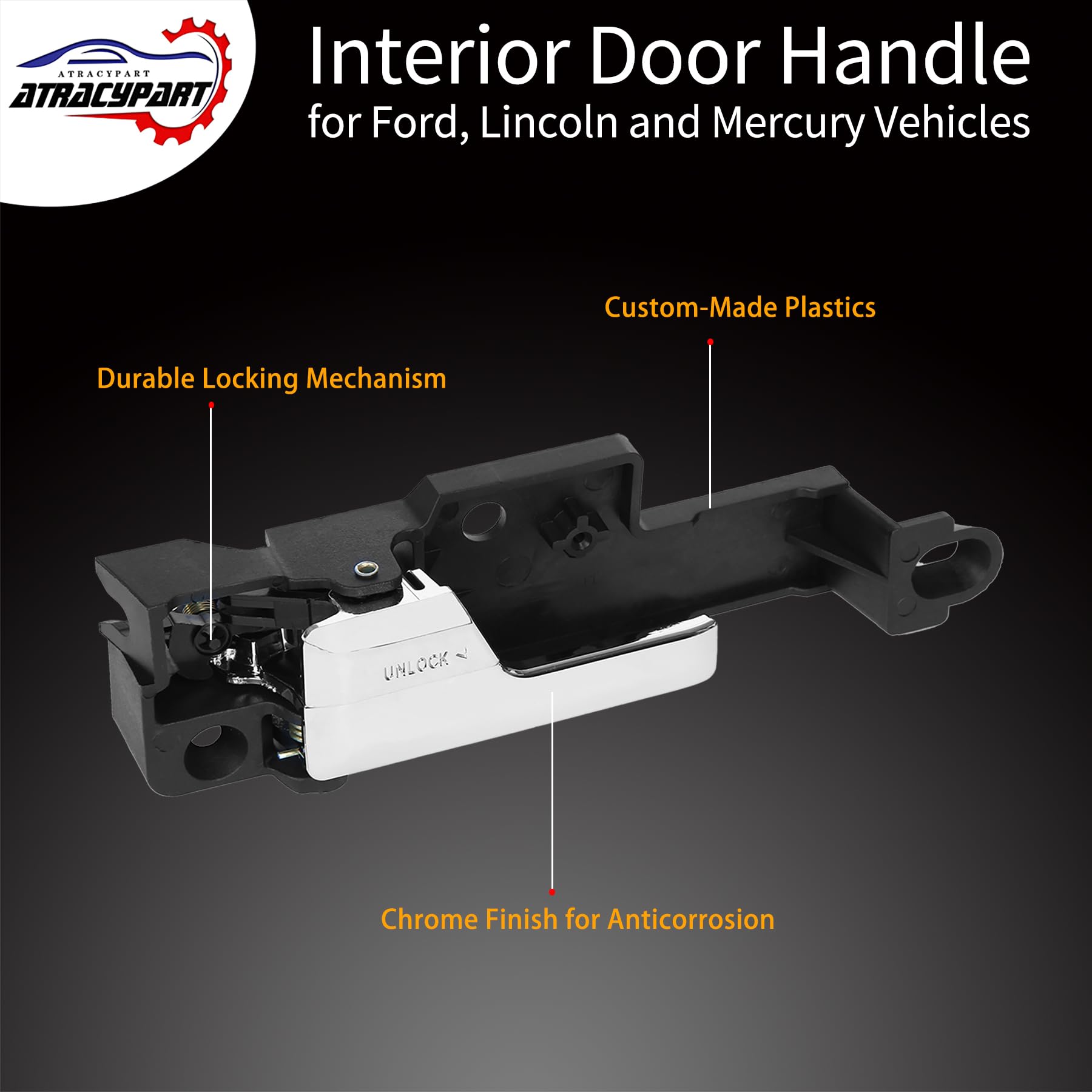 Interior Door Handle (4 Pcs) Front Rear Left & Right Compatible With 06-12 Ford Fusion, 07-12 Lincoin Mkz, 06-11 Mercury Milan Replaces# 6E5Z-5422601-A, 6E5Z-5422600-Aa, 6E5Z-5422601-B, 6E5Z-5422600-A