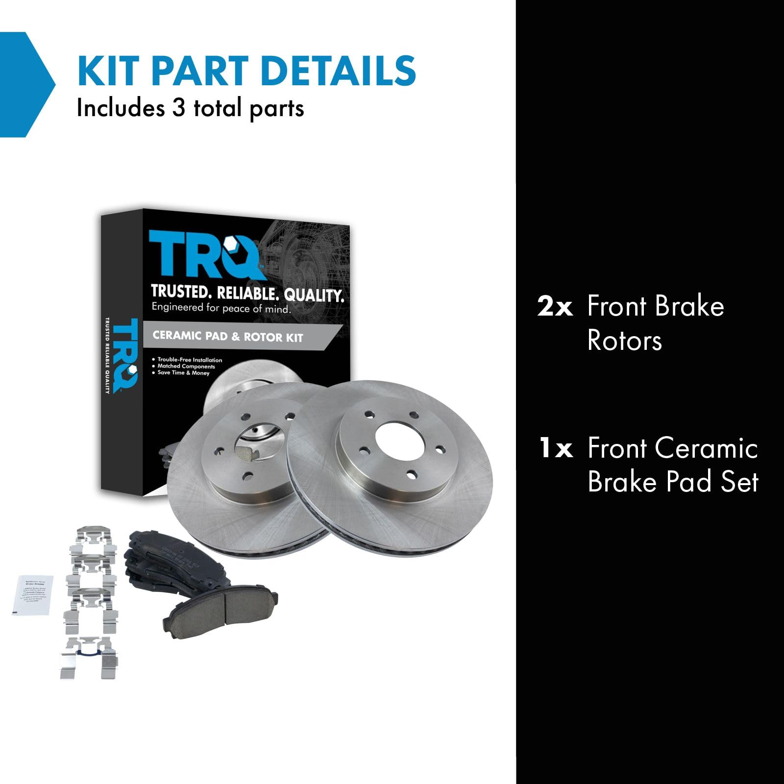 Trq Front Brake Pad & Rotor Kit Brake Pads Brake Rotor Ceramic Compatible With 2005-2006 Chevrolet Equinox 2006 Pontiac Torrent
