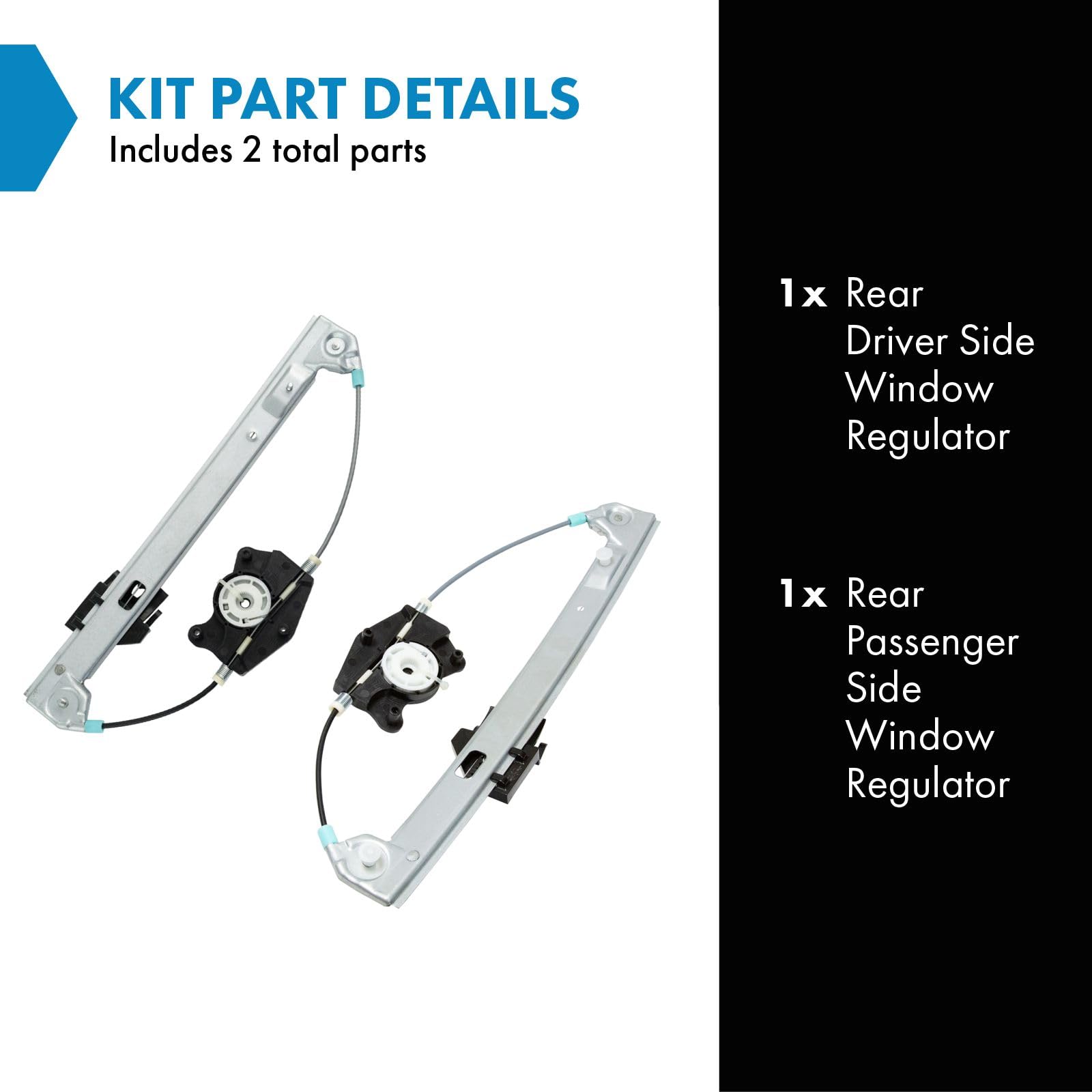 Trq Rear Power Window Regulator Set Compatible With 1999-2006 Volkswagen Golf 1999-2005 Jetta Vw1550102 Vw1551102