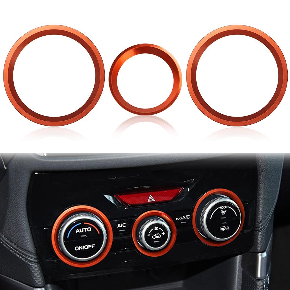 Auovo Ac Climate Control Knob Outer Ring Covers Accessories For Forester 2019-2024 Crosstrek 2018-2023 Impreza 2017-2023 Interior For Car Air Condition Switch Control Trim (Red Orange)