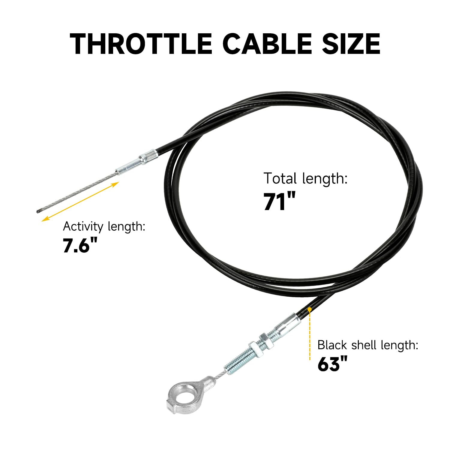 HIAORS 71 Go Kart Throttle Cable Kit for Predator 212, GX160, GX200 Engines - Black (2-Pack) - Ideal for DIY Cart & Drift Trike Parts