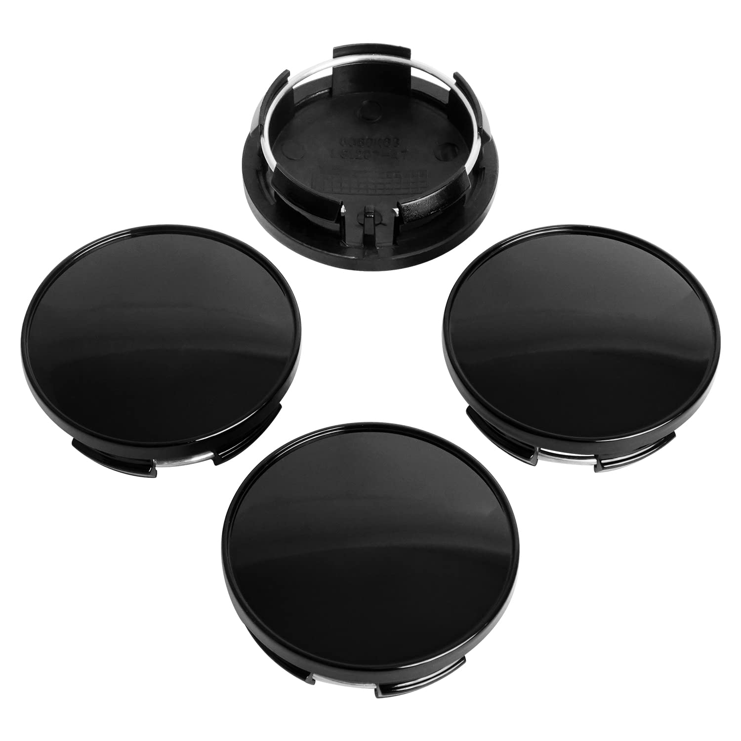 Kitspro 2.5Inch 63Mm Wheel Center Caps For Dodge Ram 1500 Rim Hub Caps 6Kf18Trmaa, Pack Of 4 (Gloss Black, Outer 63Mm, Inner 56M