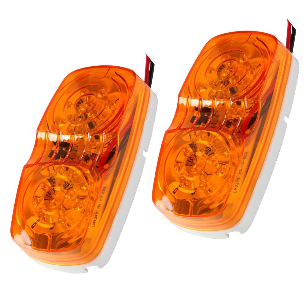 New Sun 2 Pcs Red Trailer Rv Side Marker Led Light, Bullseye/Tigereye/Double Bubble Clearance Light 10 Led, 12V 4X2 Rectangular,