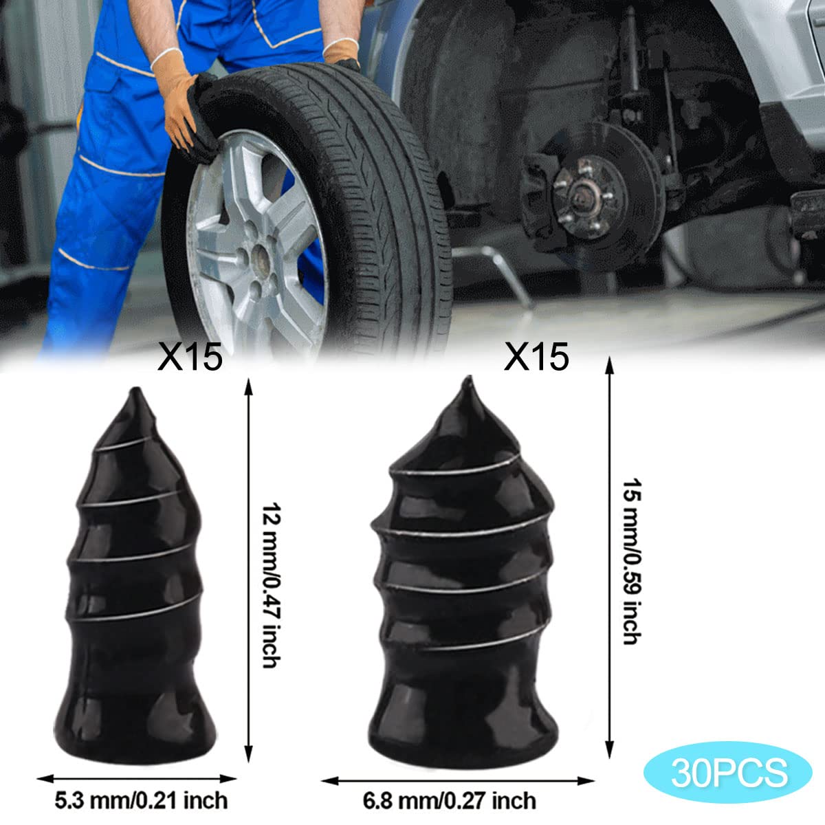 Aosdanting Tire Repair Rubber Nail, 30 Pieces Vacuum Tire Repair Kits Spiral Rubber Nails, For Car Motorcycle Fast Tire Repair Tools