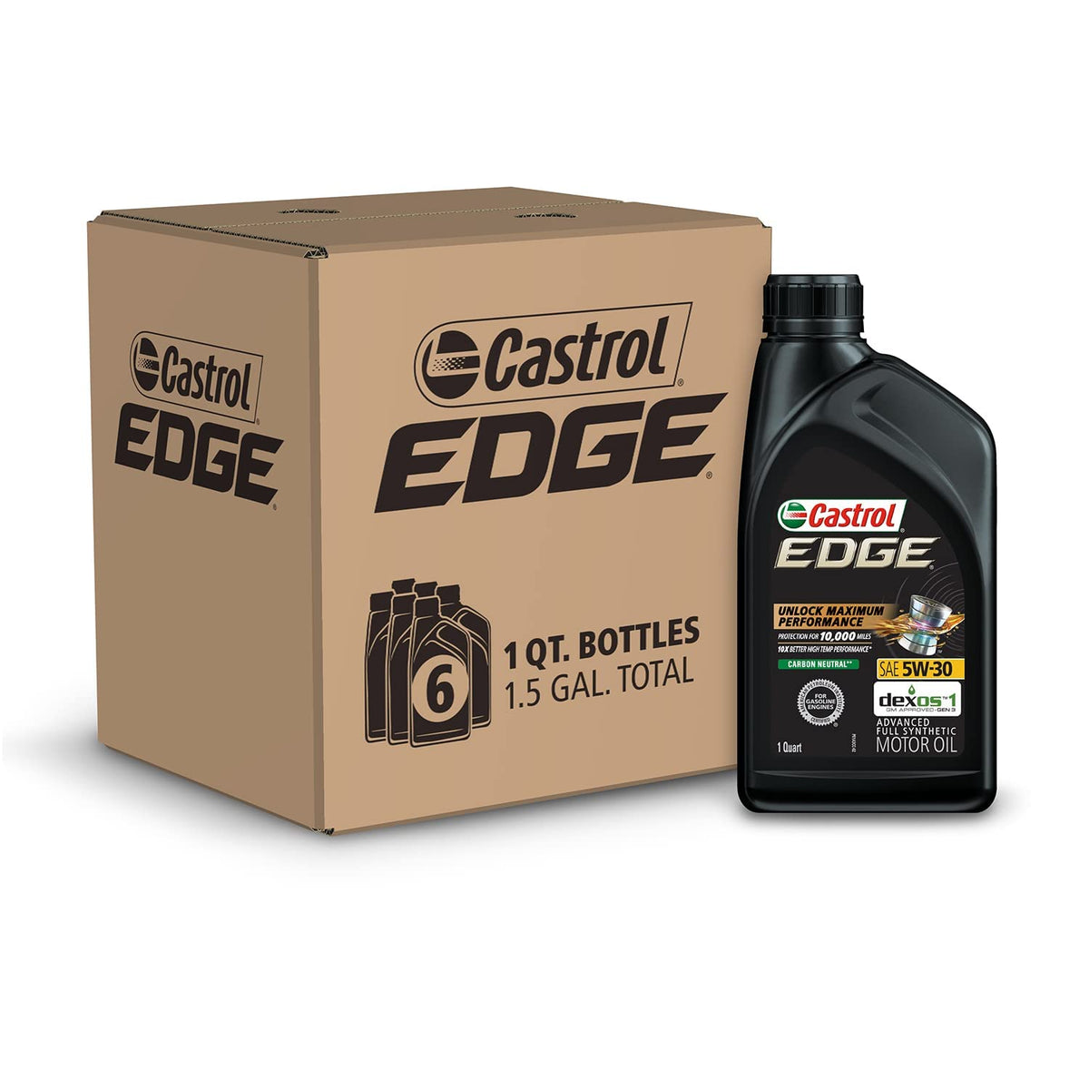 Castrol Edge 5W-30 Advanced Full Synthetic Motor Oil, 1 Quart, Pack Of 6