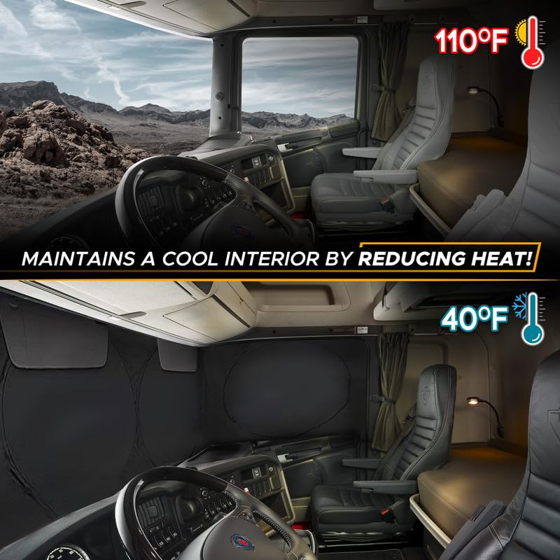 Econour Semi-Truck Printed Sun Shade For Windshield And Side Windows | 2 Tropical Tree 240T Sunshade To Block Uv/Sun Heat Rays |