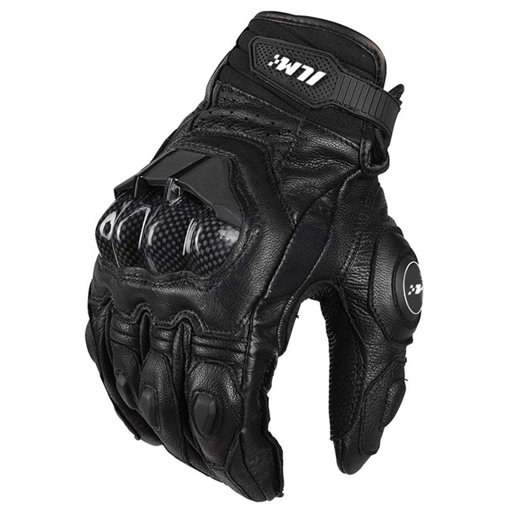 Ilm Air Flow Leather Motorcycle Gloves Touchscreen For Men And Women Model-Grc01 (S, Black)