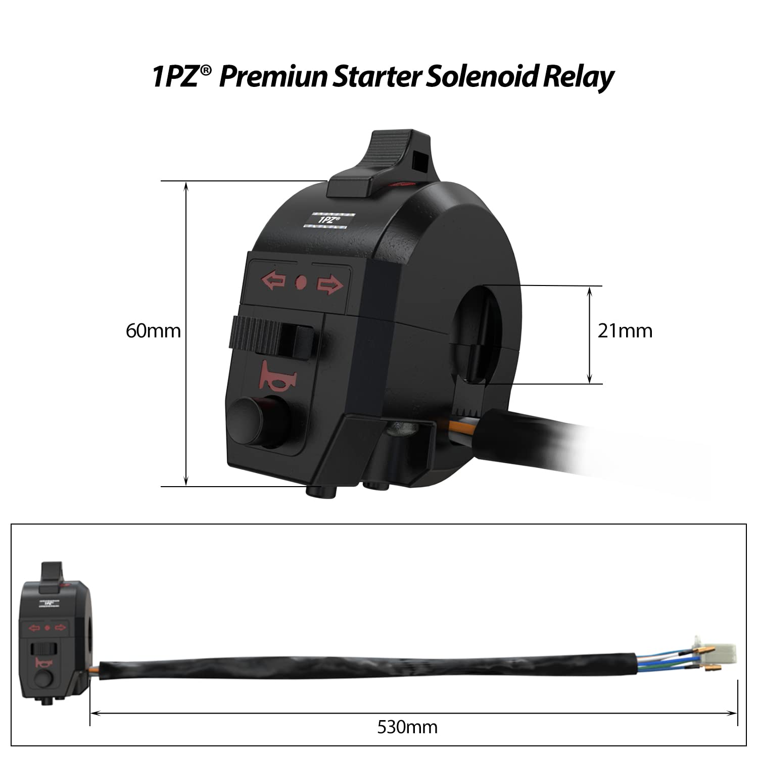 1PZ SR1-H01 Universal Light Turn Signal Switch + Flasher Relay + Horn Replacement for Honda KTM Suzuki Kawasaki Yamaha Motorcycl