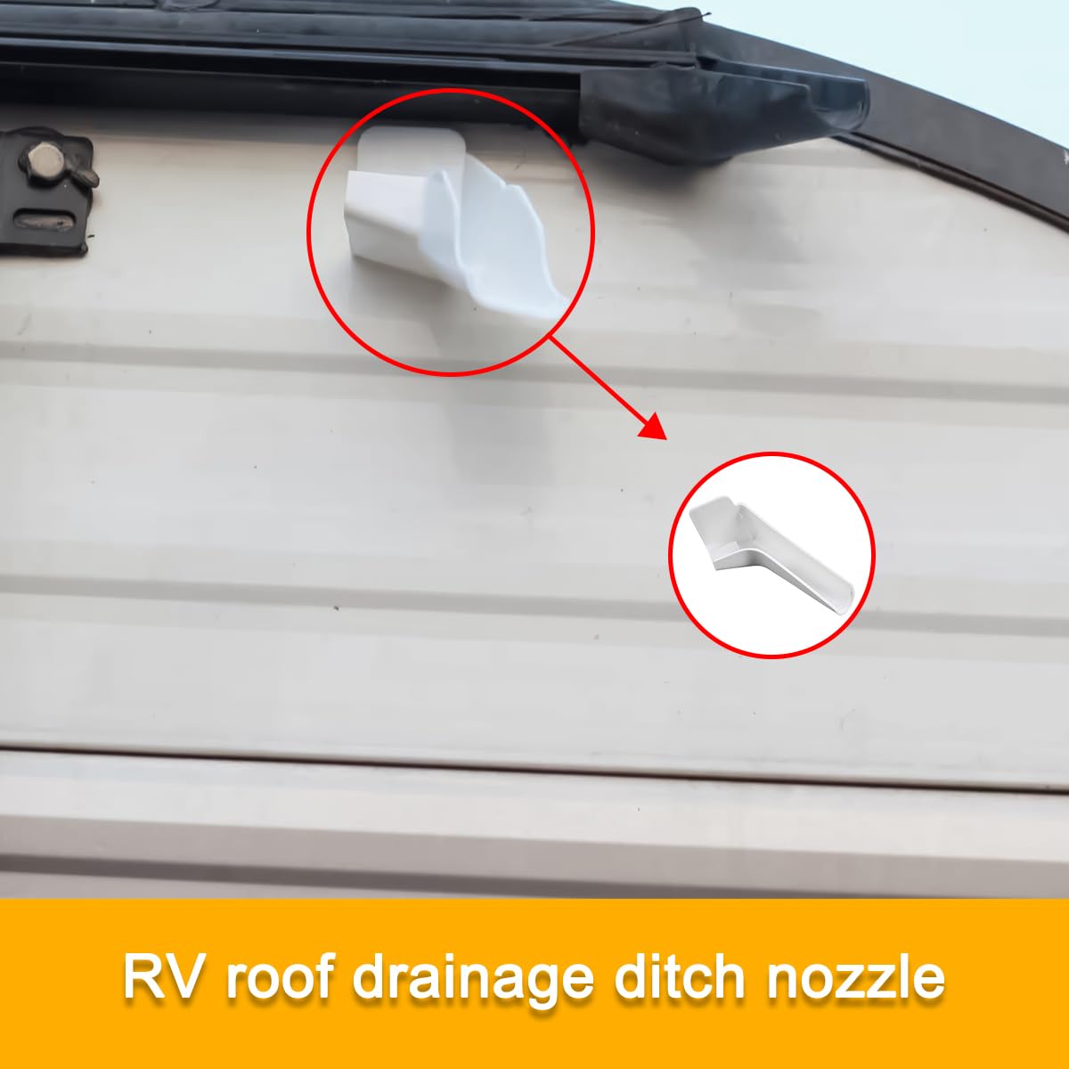 Mandark 4PCS RV Gutter Spouts, Camper Left & Right Rain Guttering Spout Extensions, RV Exterior Roof Rainwater Protector Accesso