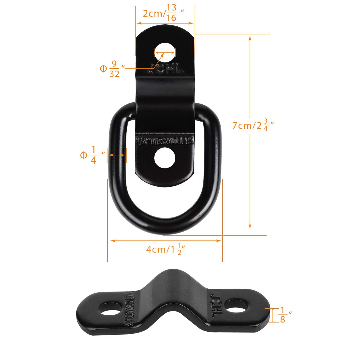 Jchl D Rings Tie Down Anchors Hooks For Trailer Truck Bed Bracket Enclosed Points Pickup Camper Surface Mount D-Ring Heavy Duty 1/4 2400 Pound Capacity (4-Pack)