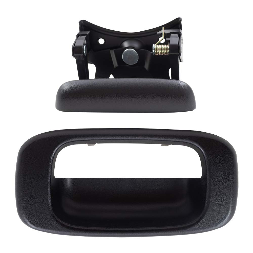Brock Replacement 2-Piece Set Tailgate Liftgate Handle with Trim Bezel compatible with 99-06 Silverado Sierra Pickup Truck 15997