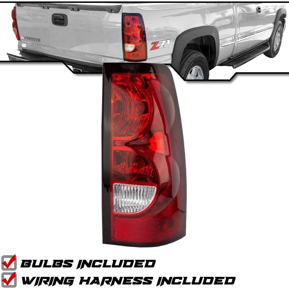 Epic Lighting Amxoe Style Replacement Rear Brake Tail Light W/Harness & Bulbs Compatible With Chevrolet 04-06 Silverado 1500 250