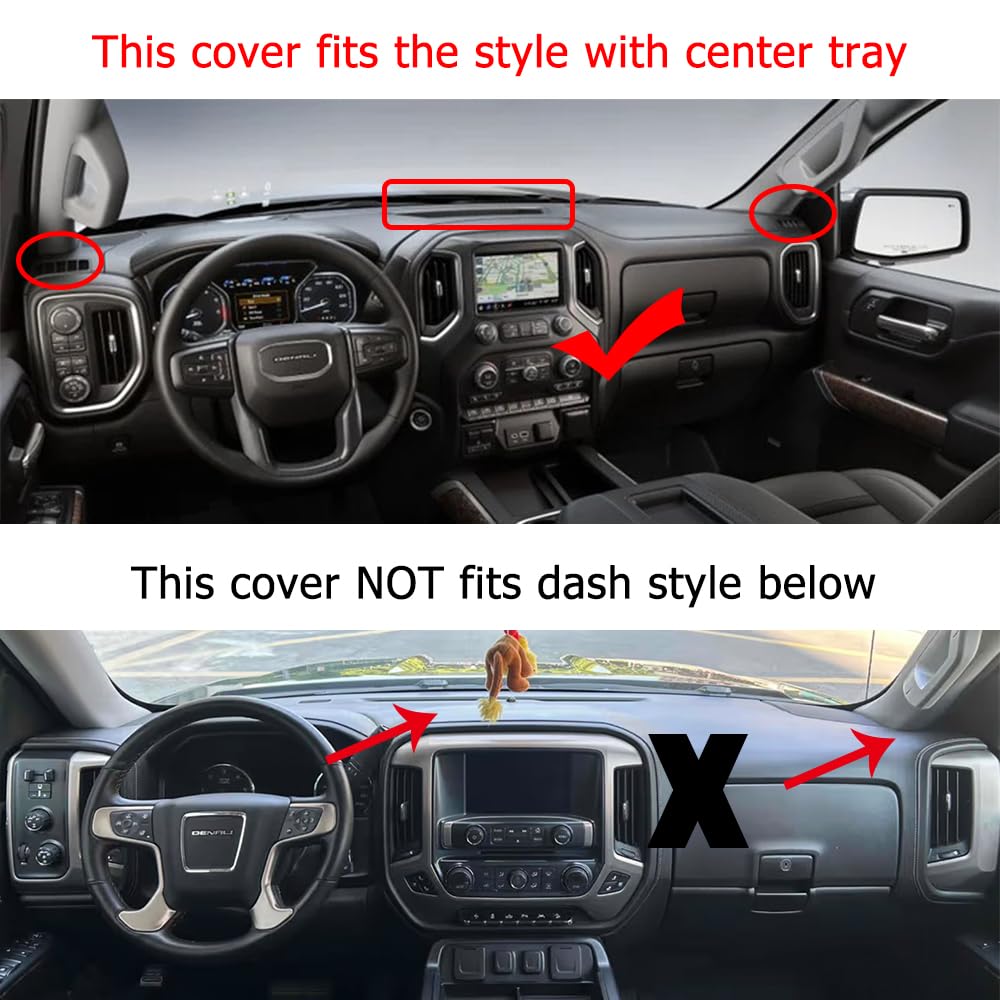 Blibliunit Dash Board Cover Fit For 2019 2020 2021 Chevrolet Chevy Silverado 1500 2500 3500, Gmc Sierra 1500 Dashboard Cover Mat