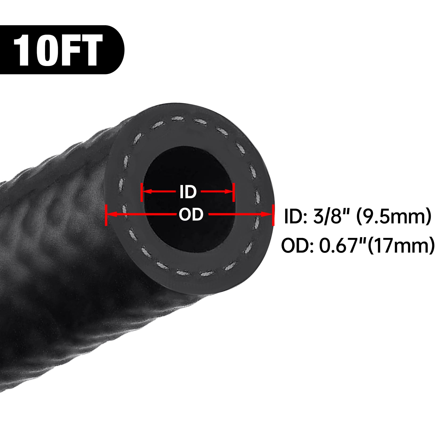 Evil Energy 3/8 Fuel Hose Line Push Lock Nbr Rubber Sae 30R7 10Ft 300Psi