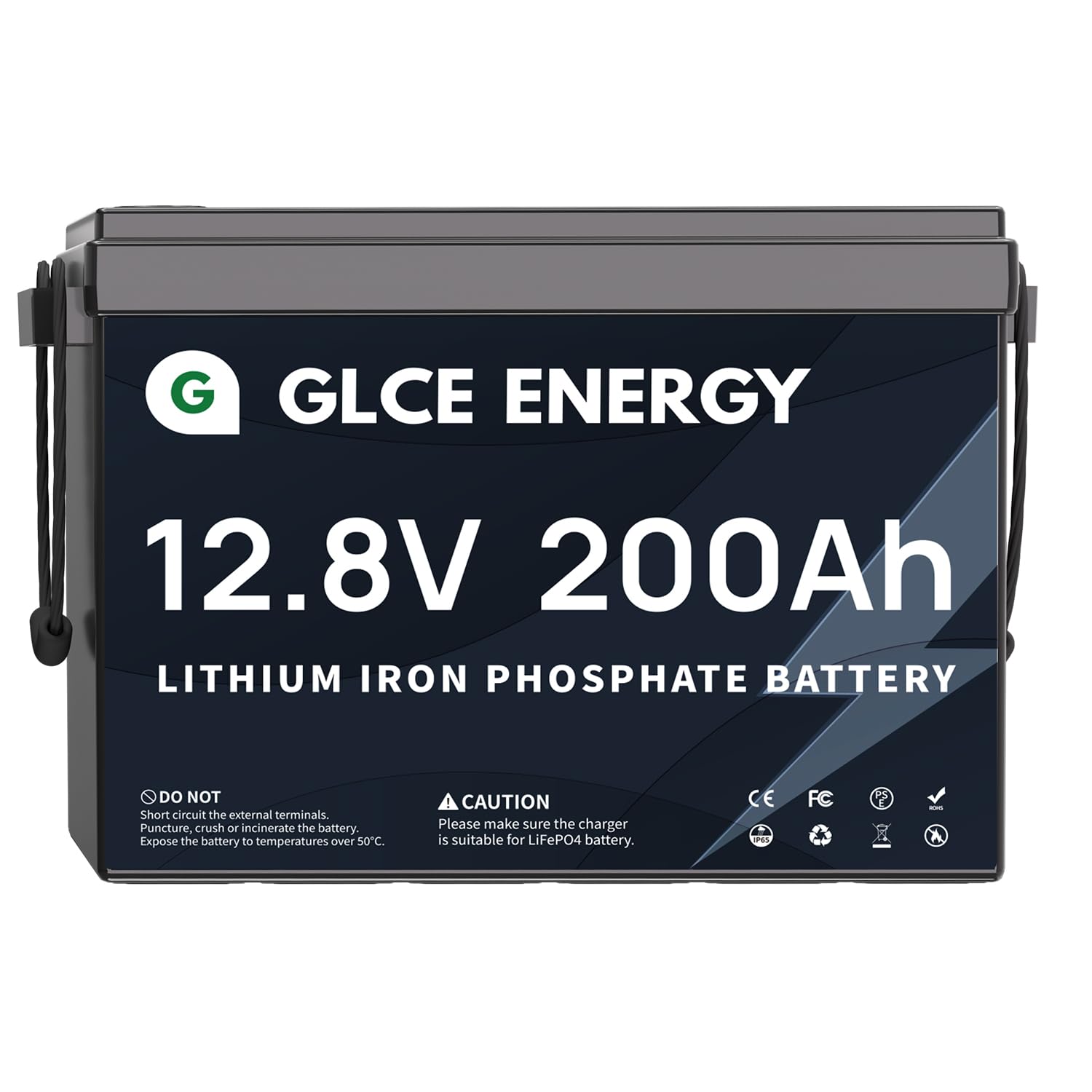 Lifepo4 Battery 12V 200Ah, Glce Energy Deep Cycle Power Source For Rv, Solar, Marine - Rechargeable, Compact, Long-Lasting [Mini Size]