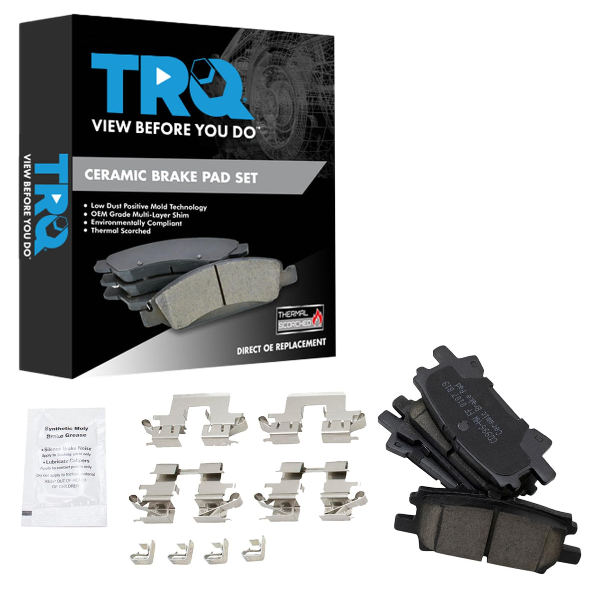 TRQ Rear Brake Pads Ceramic Compatible with 2004-2006 Lexus RX330 2007-2009 RX350 2006-2008 RX400h 2004-2007 Toyota Highlander