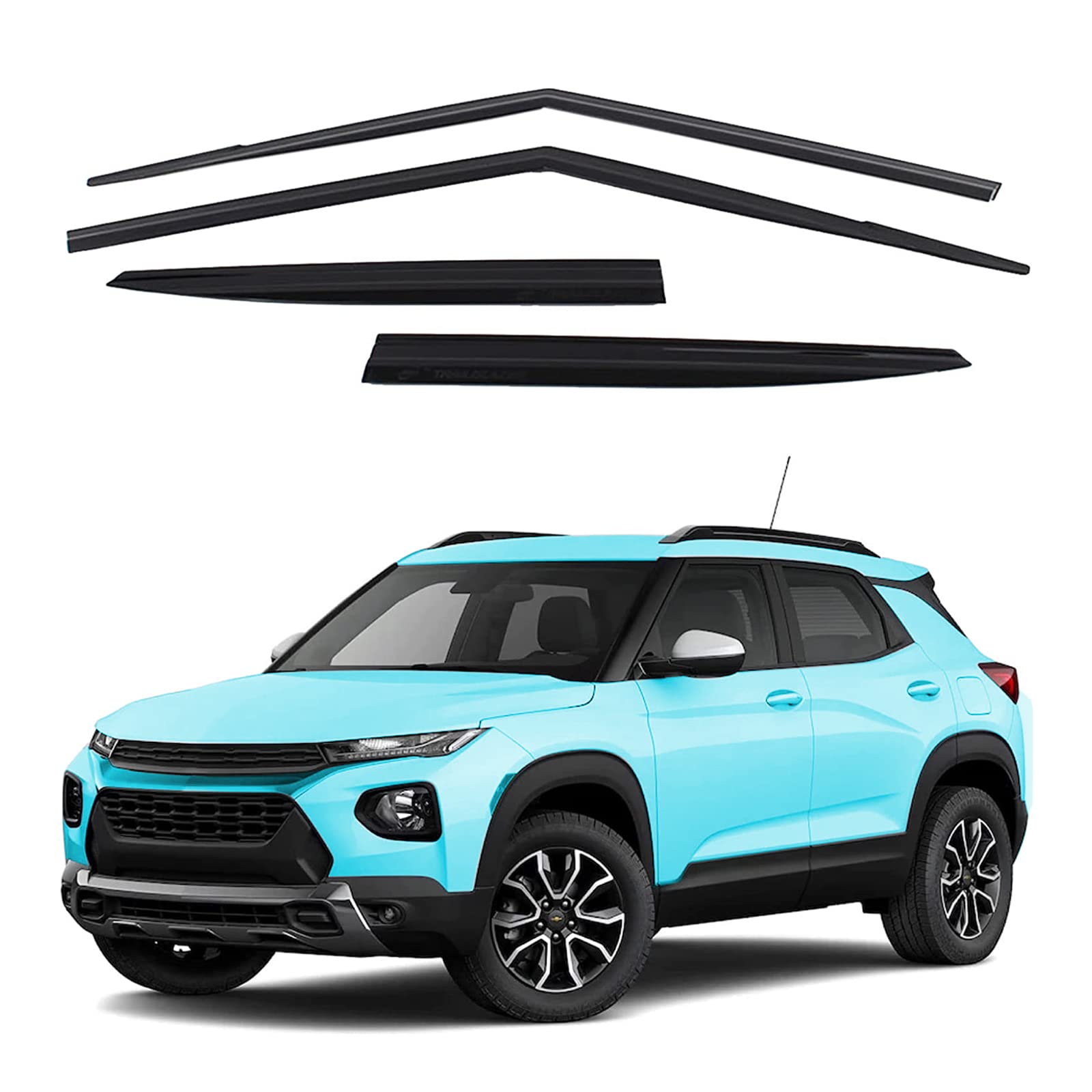 Zzdsnj Tape-On Windows Visor 4-Piece For 2021-2023 Chevy Trailblazer Rain Guards Shield Shade Smoke 94823
