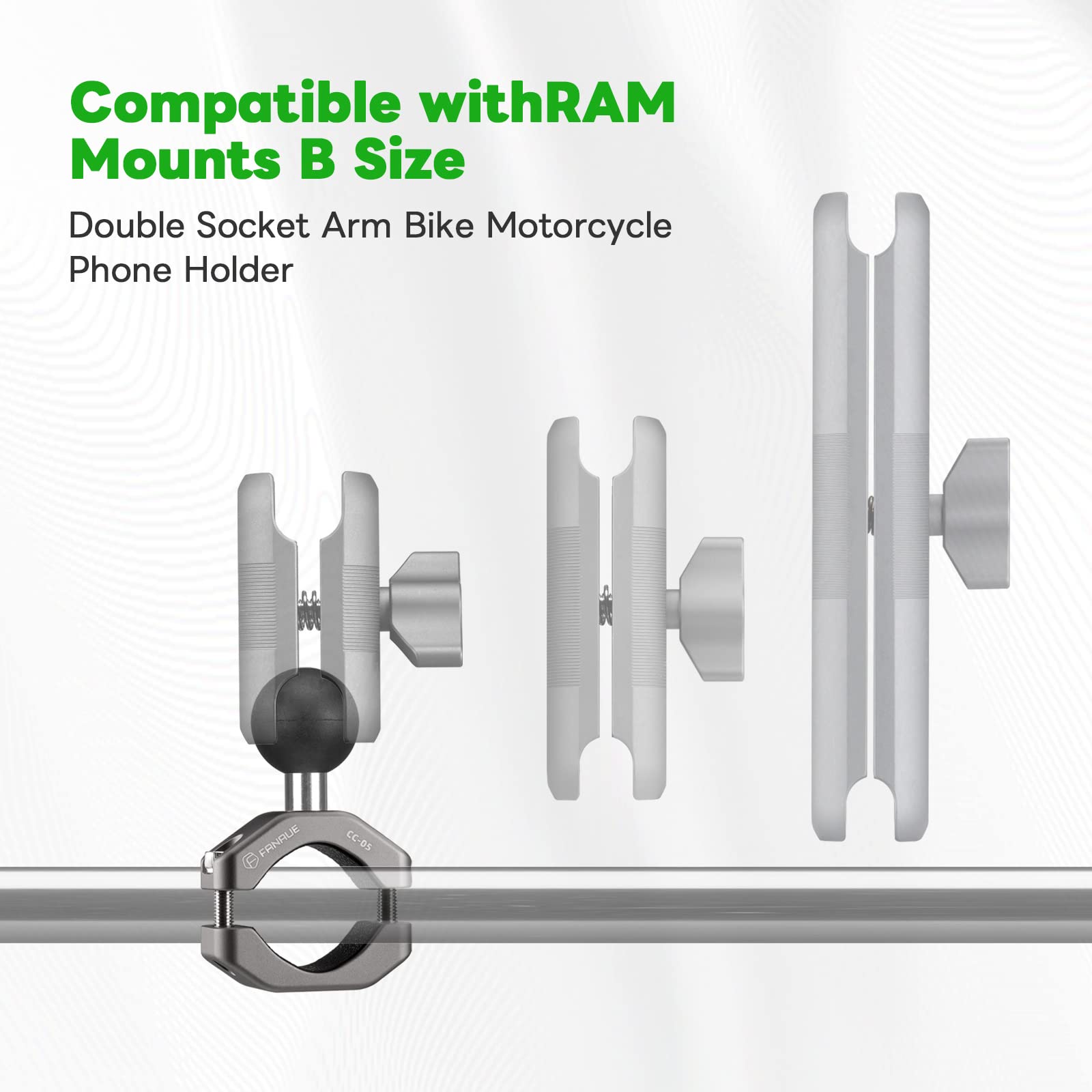 Fanaue Handlebar Clamp Mount U-Bolt Base With B Size 1' Ball For 0.85' To 1.14' Diameter Rail, Compatible With Ram Mounts B Size Double Socket Arm & Motorcycle Phone Mount