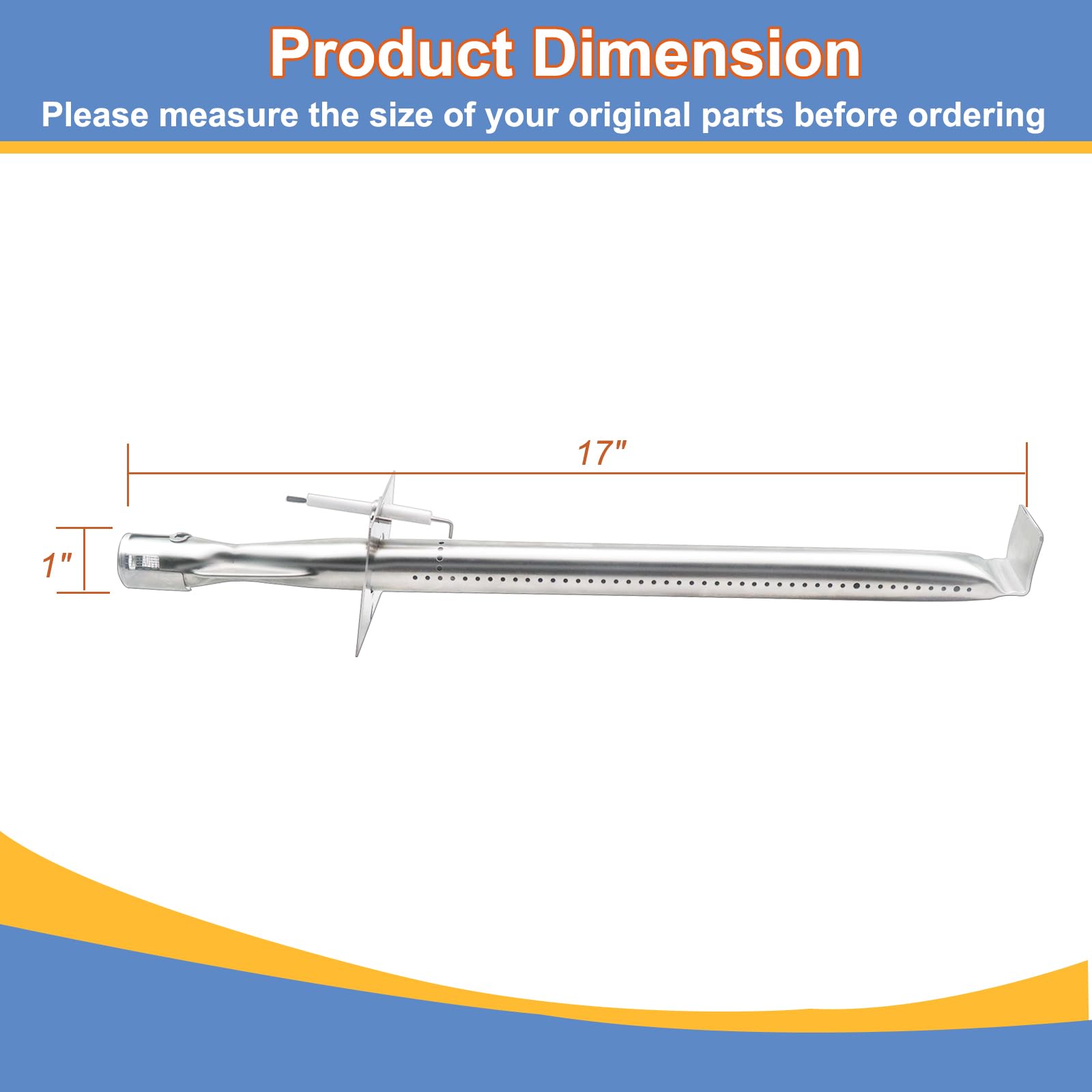 13001 Stainless Steel Vermont Castings Grill Burner, Pipe Burner Tube Replacement Parts For Jenn Air And Great Outdoors Gas Gril