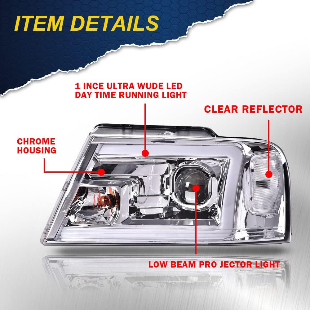G-Plus Led Drl Headlights, Compatible With 2004-2008 Ford F150, Compatible With 06-08 Lincoln Mark Lt(Not Fit For 04 F150 Herita