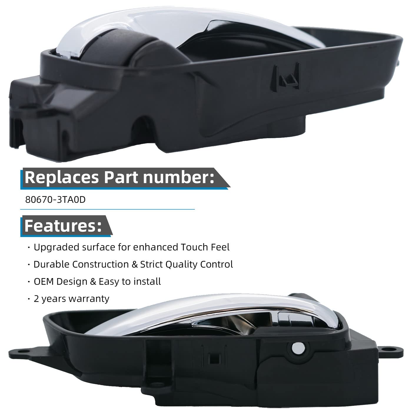 Deal Auto Electric Parts New 1Pc Passenger Right Side Black Base Chrome Lever Interior Door Handle Compatible With 13-18 Altima 4-Door Sedan 13-20 Pathfinder 15 Armada 15-20 Titan/Titan Xd/Murano