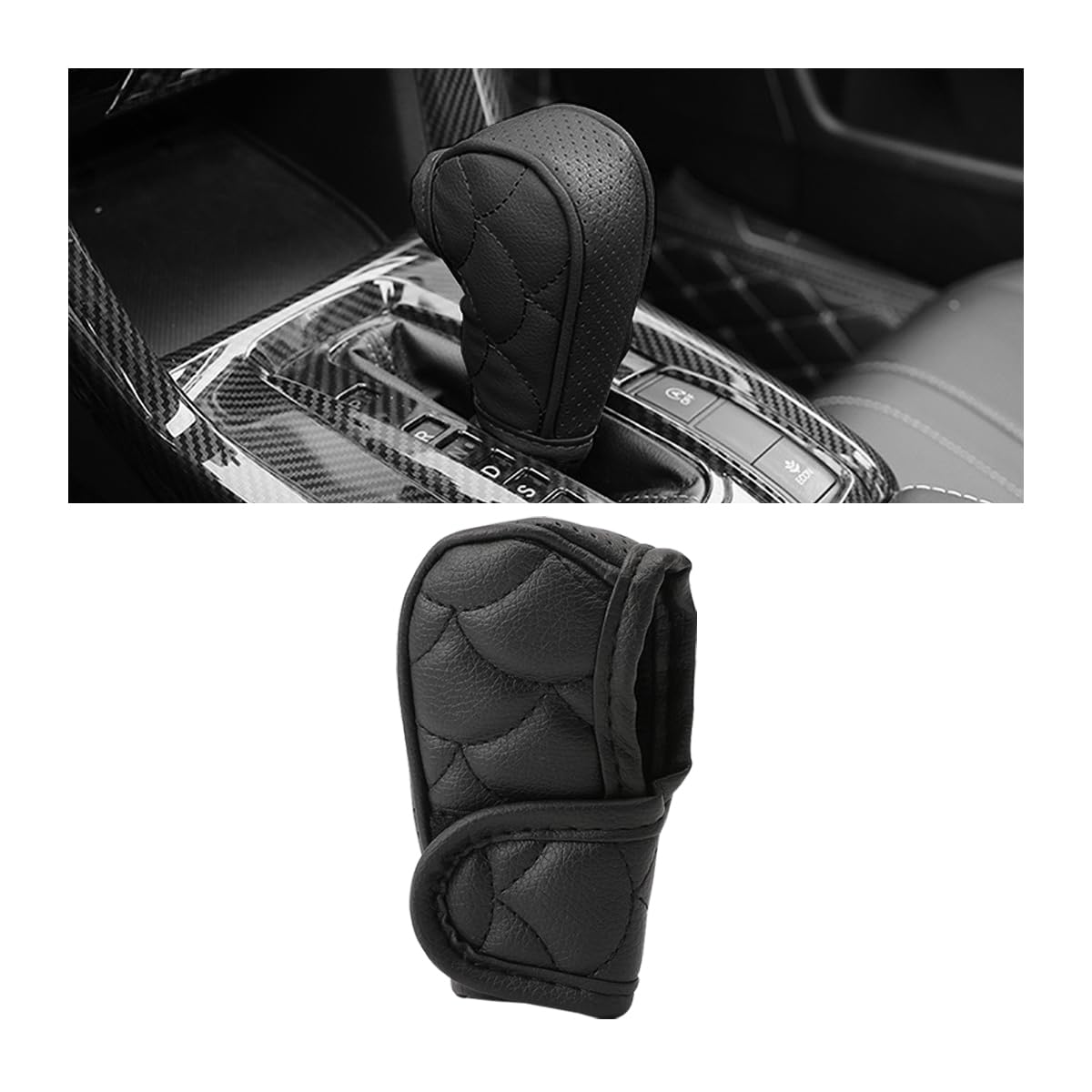 Bittwee Car Gear Shift Cover, Waterproof Pu Leather Manual/Automatic Automotive Gear Stick Shift Knob Rod Dust Cover Protector W