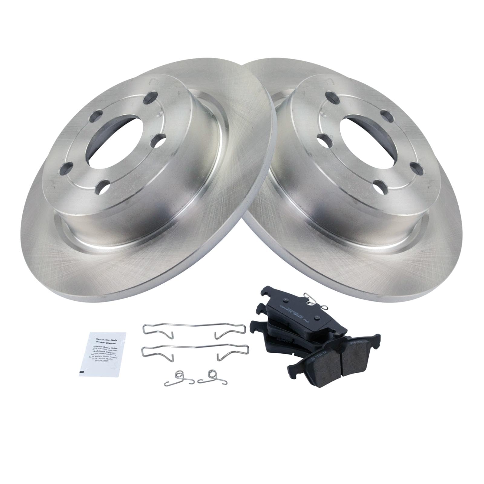 TRQ Rear Brake Pad & Rotor Kit Brake Pads Brake Rotor Ceramic Compatible with 2018-2019 Ford Transit Connect