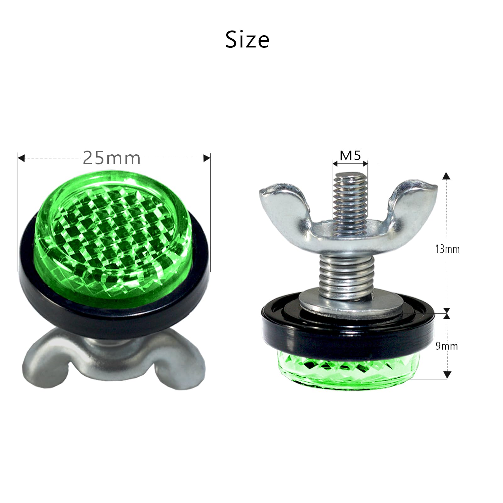 Green Reflector Motorcycle License Plate Bolts And Nuts
