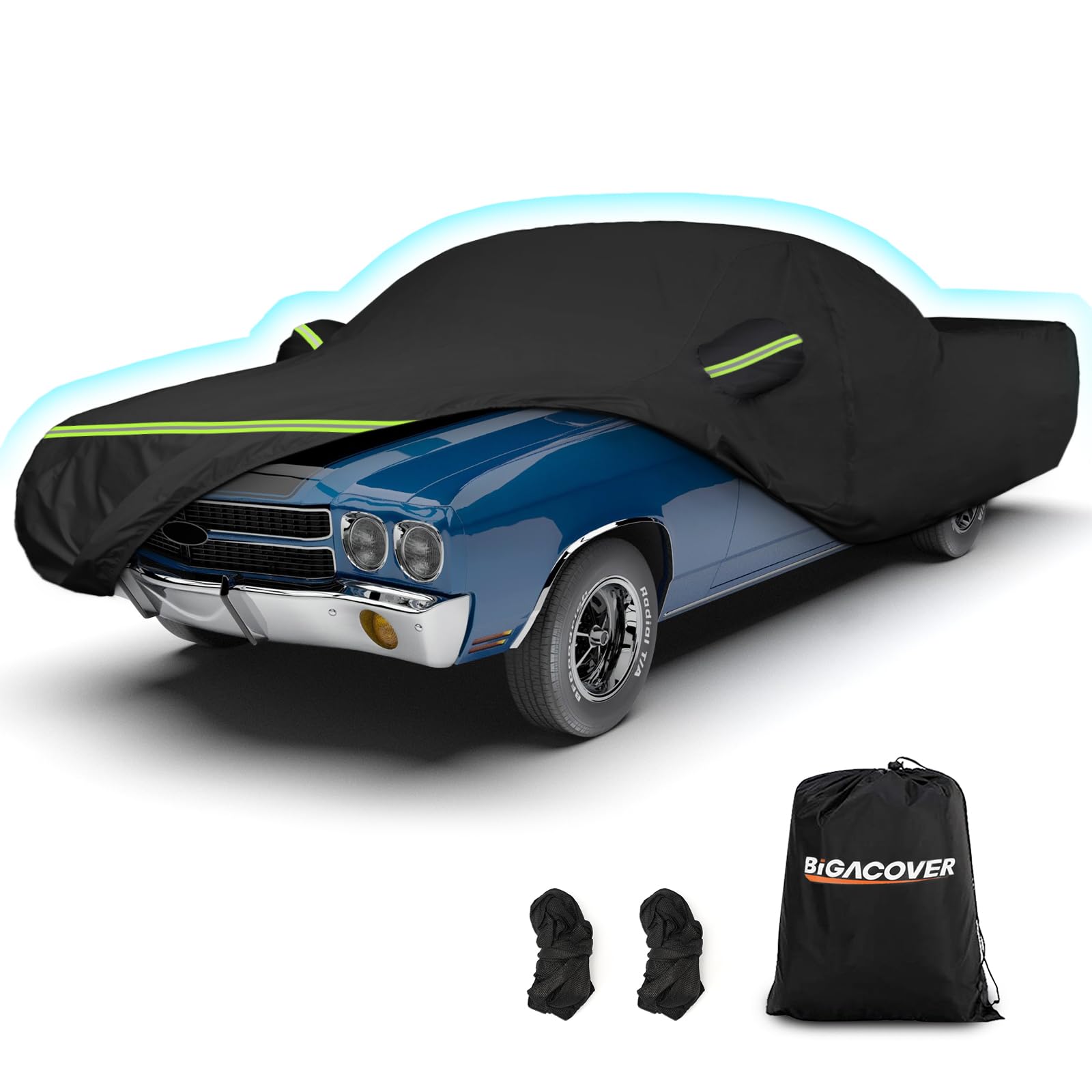 Waterproof Car Covers For Chevrolet El Camino 1964-1967,1978-1987, 420D Oxford Cloth Sun Heat Protection Outdoor Full Covers Wit