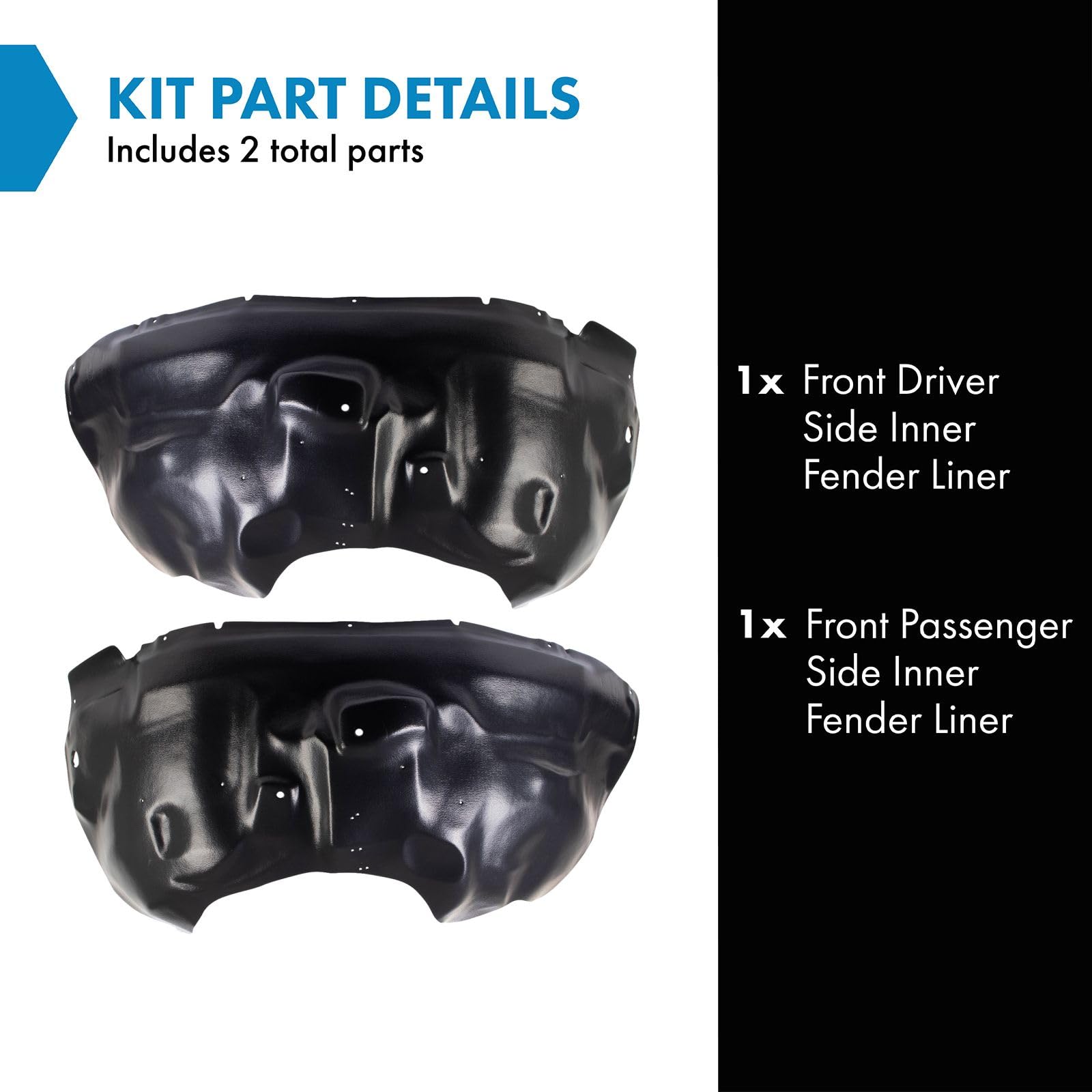 Trq Front Inner Fender Liner Set Compatible With 2010-2014 Ford F-150 Fo1248146 Fo1249146