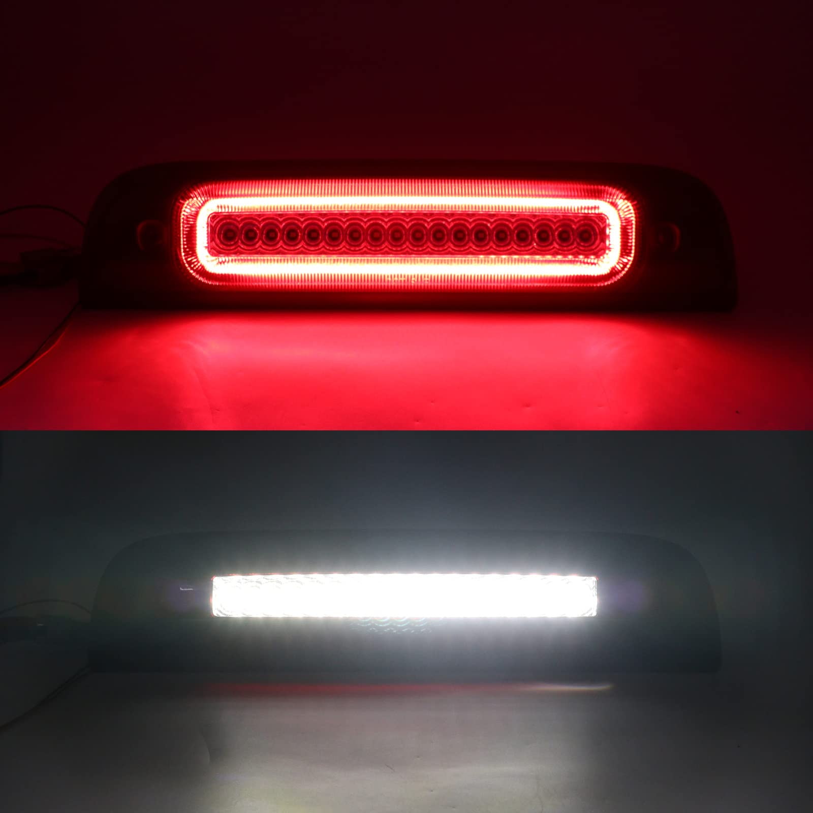 Led Third Brake Light For 2014-2019 Silverado Sierra 1500 2500Hd 3500Hd Pickup Truck Roof Cargo Lights F1 Style Strobe High Mount Stop Lamp Red White Lens Replace Oem# 23509162 | 20979071