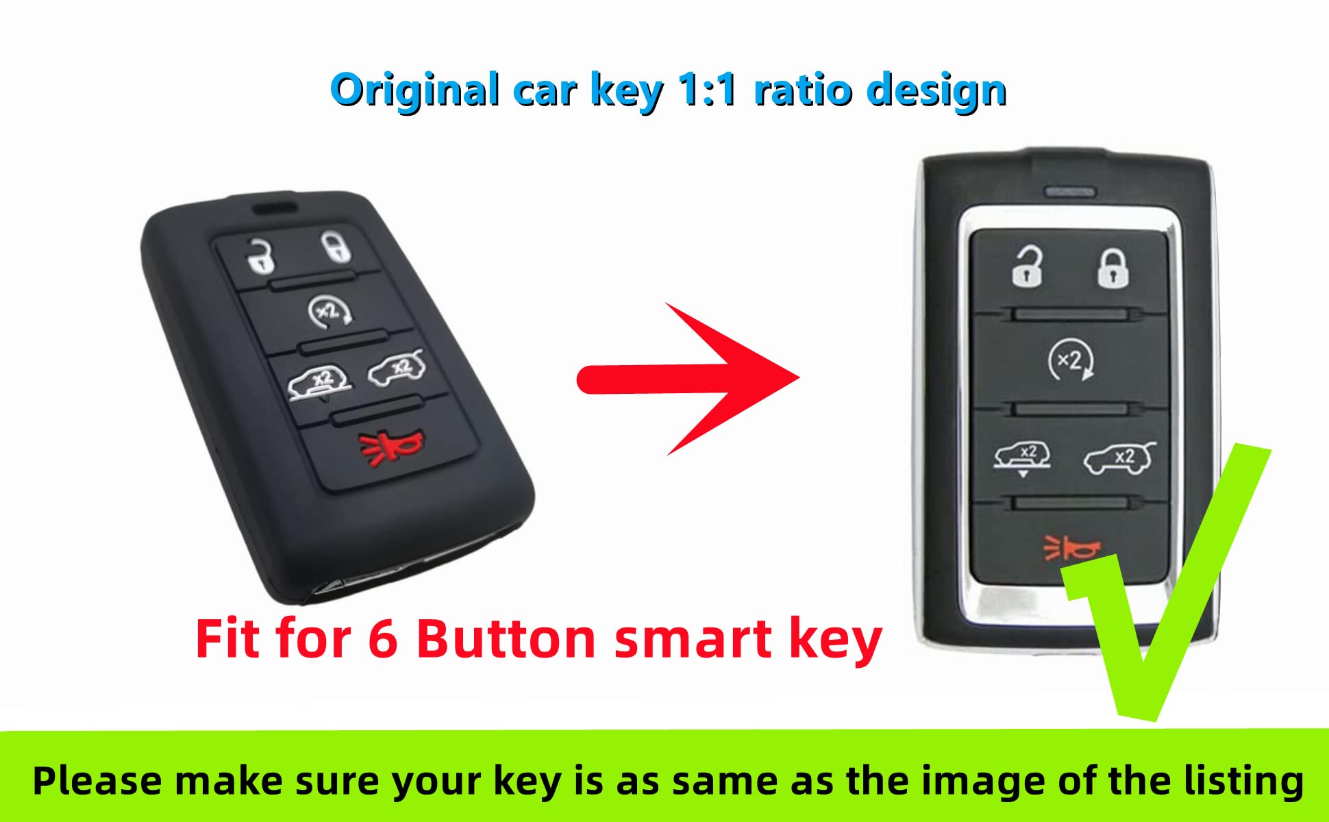 Reprotecting Silicone Rubber Key Fob Cover Compatible With 2021-2025 Jeep Grand Cherokee L Grand Wagoneer L Wagoneer Grand Chero