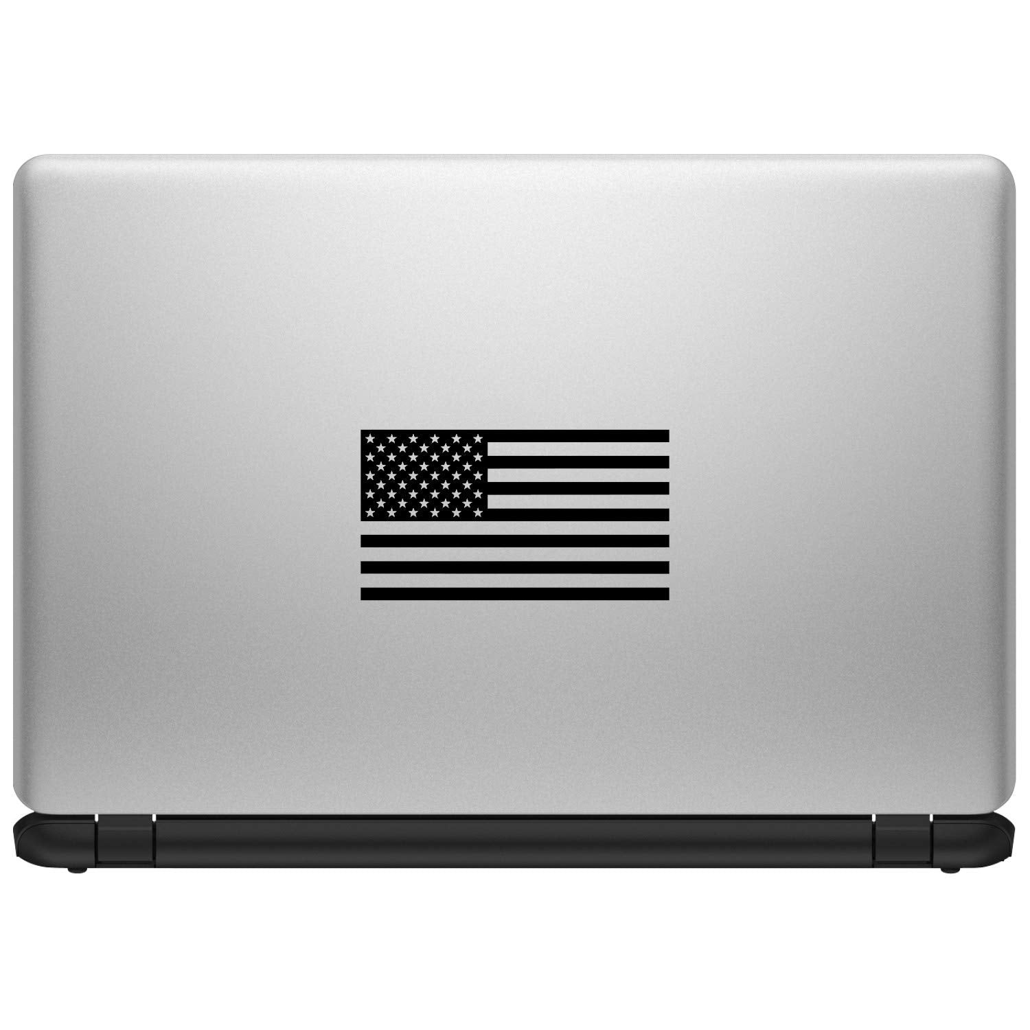 American Us Flag [Pick Color/Size] Vinyl Decal Sticker For Laptop/Car/Truck/Window/Bumper (5In X 2.8In, Matte Black)
