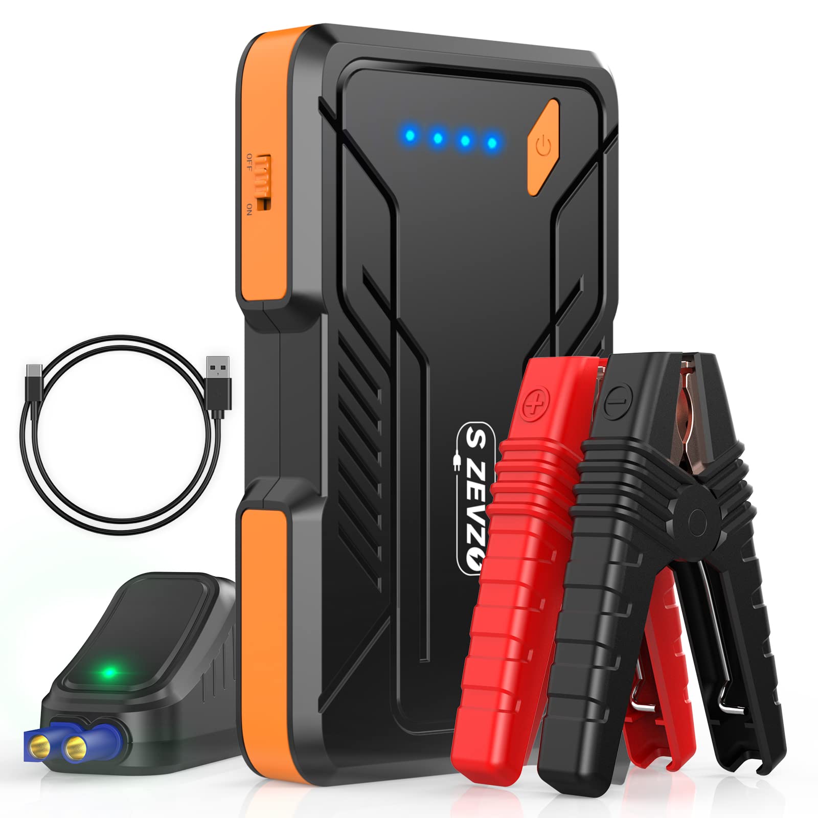 S Zevzo Jump Starter 1000A Peak Portable Jump Starter For Car (Up To 7.0L Gas/5.5L Diesel Engine) 12V Auto Battery Booster Pack