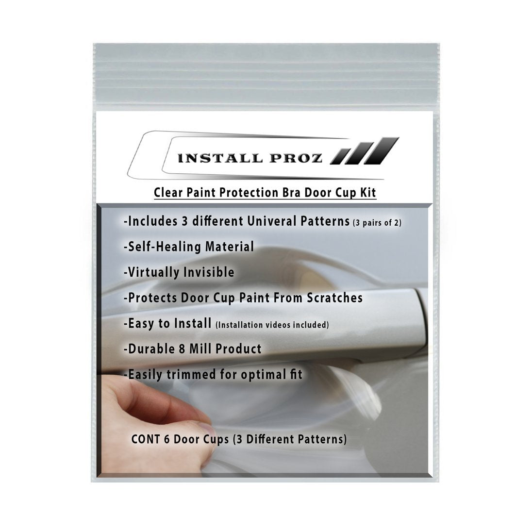 Install Proz Self-Healing Clear Paint Protection Film (6 Door Cup Protectors)