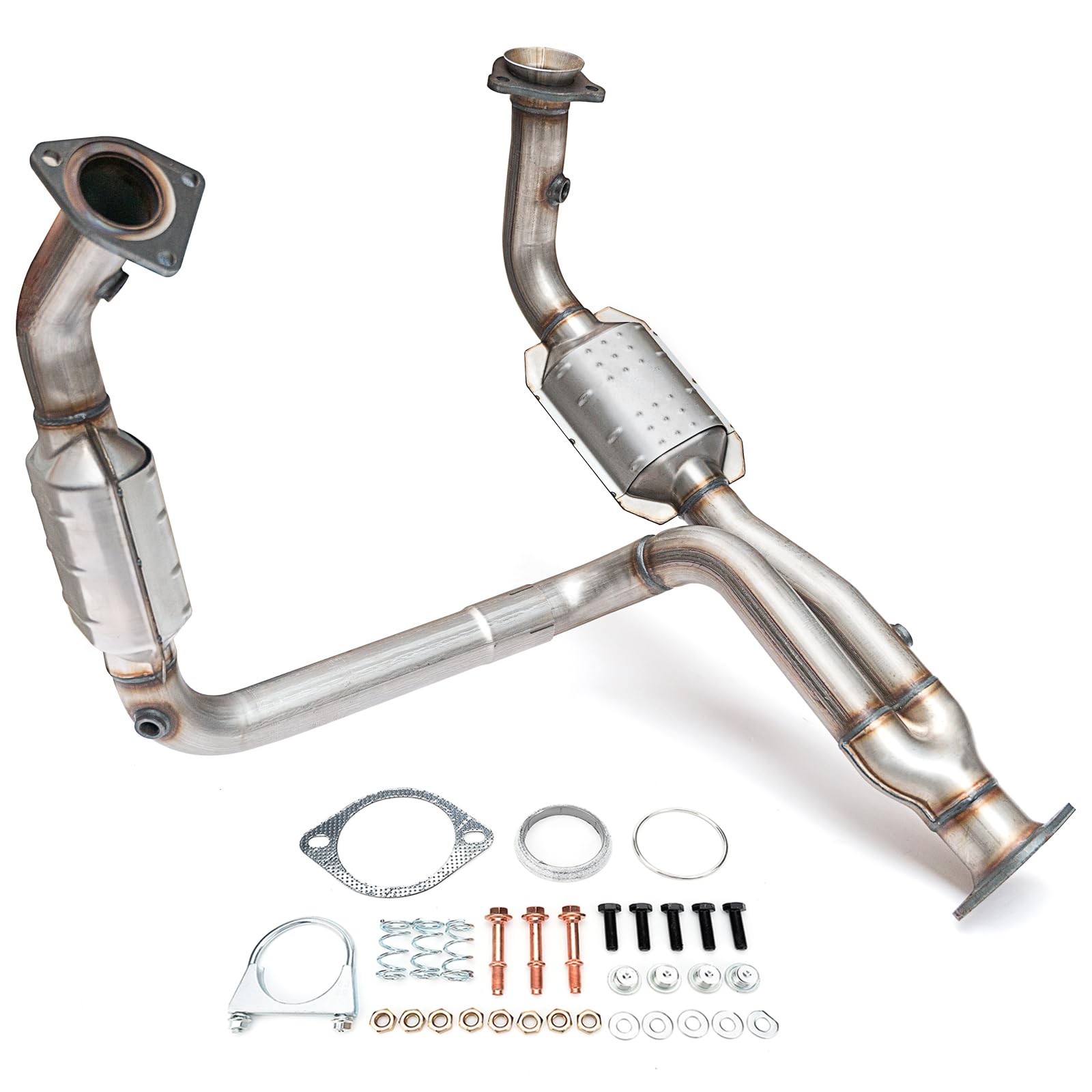 Fomiuzy High Flow Front Catalytic Converter Kit Direct-Fit Chevy Silverado Gmc Sierra 1500 1999 2000 2001 2002 2003 2004 2005 20