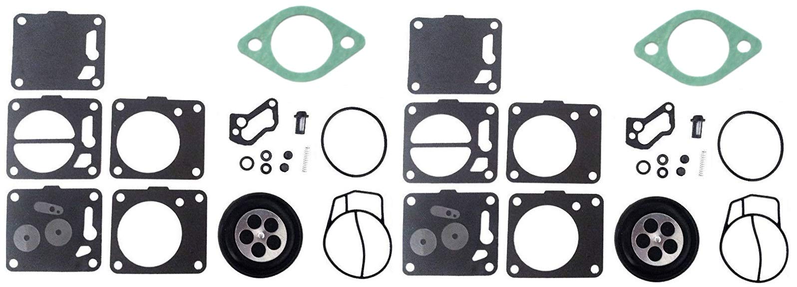 Aftermarket Dual Carb Rebuild Kit with Base Gaskets 007-494 Compatible with Sea-Doo / Polaris 3240128 / Kawasaki 11060-3786 650 657 720 717 787 800 XP Carburetor