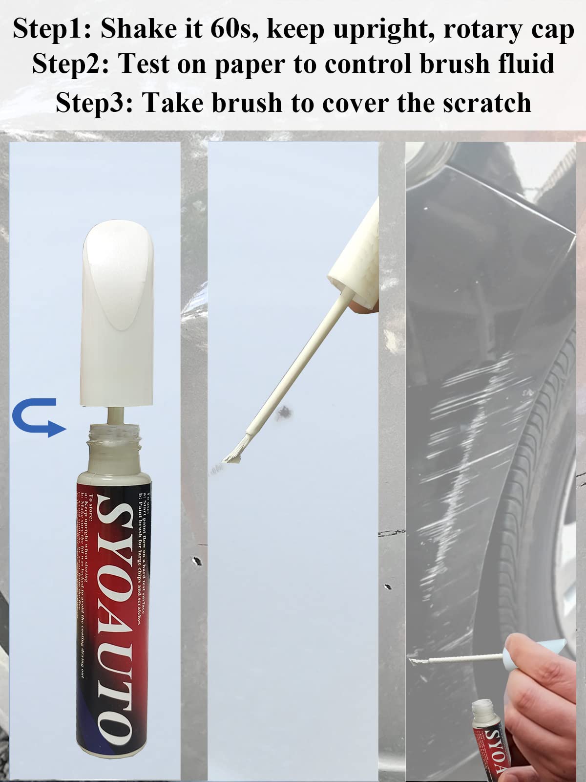 SYOAUTO Pearl White Touch Up Paint for Tesla Model Y 3 X S Auto Touch Up Paint Pen Scratch Repair Pen 0.4 oz (Pearl White)