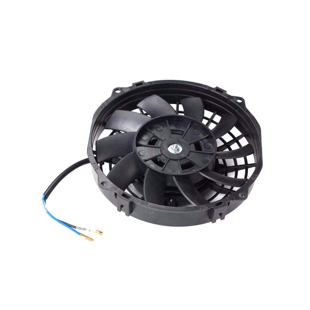 BLACKHORSE-RACING 7 Electric Radiator Fan High 3000 + CFM Thermostat Wiring Switch Relay Kit Black (7 inch)