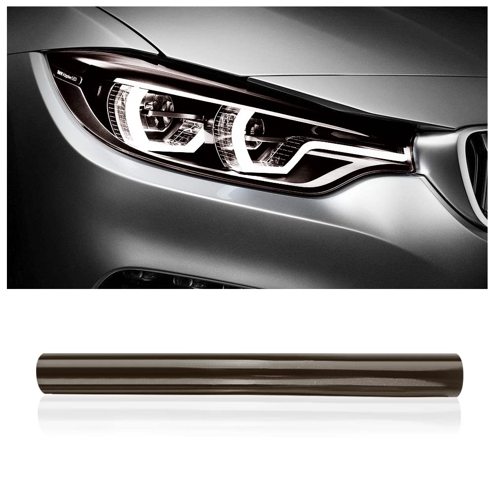 12 X 48Inch Car Light Tint Film, Cuttable&Stretchability Car Headlight Taillight Fog Light Vivid Vinyl Wrap Protector,Non-Marking Self-Adhesive Decals Car Decor (Light Black)