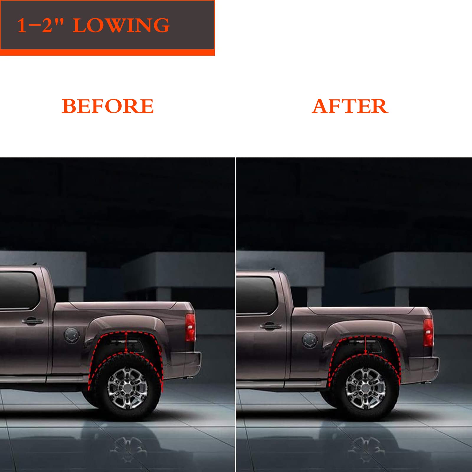 2'' Rear Drop Lowering Shackle - 2 Inch Drop Shackles for Silverado 1500 Sierra 1500 1988-2019, Chevy and GMC C1500 C2500 1988-1