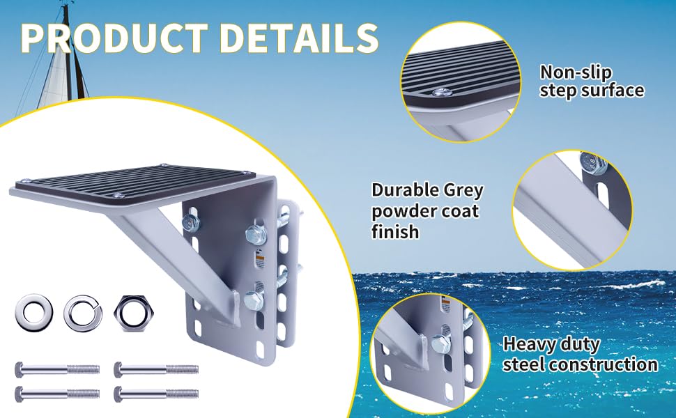 MaxxHaul 70089 Heavy Duty 300-lbs Capacity Steel Trailer Step for Boat and Utility Trailers With Anti-Slip Traction and Powder C