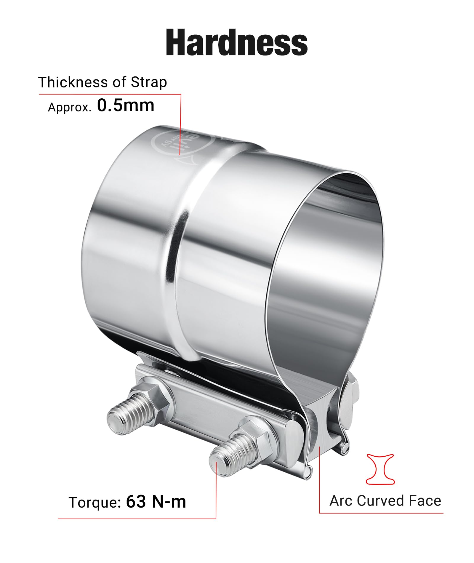Evil Energy 3 ' ' Exhaust Clamp,Lap Joint Band Clamp Stainless Steel For Pipes,Mufflers,Catalytic Converters (4Pcs, 3.0 Inch)