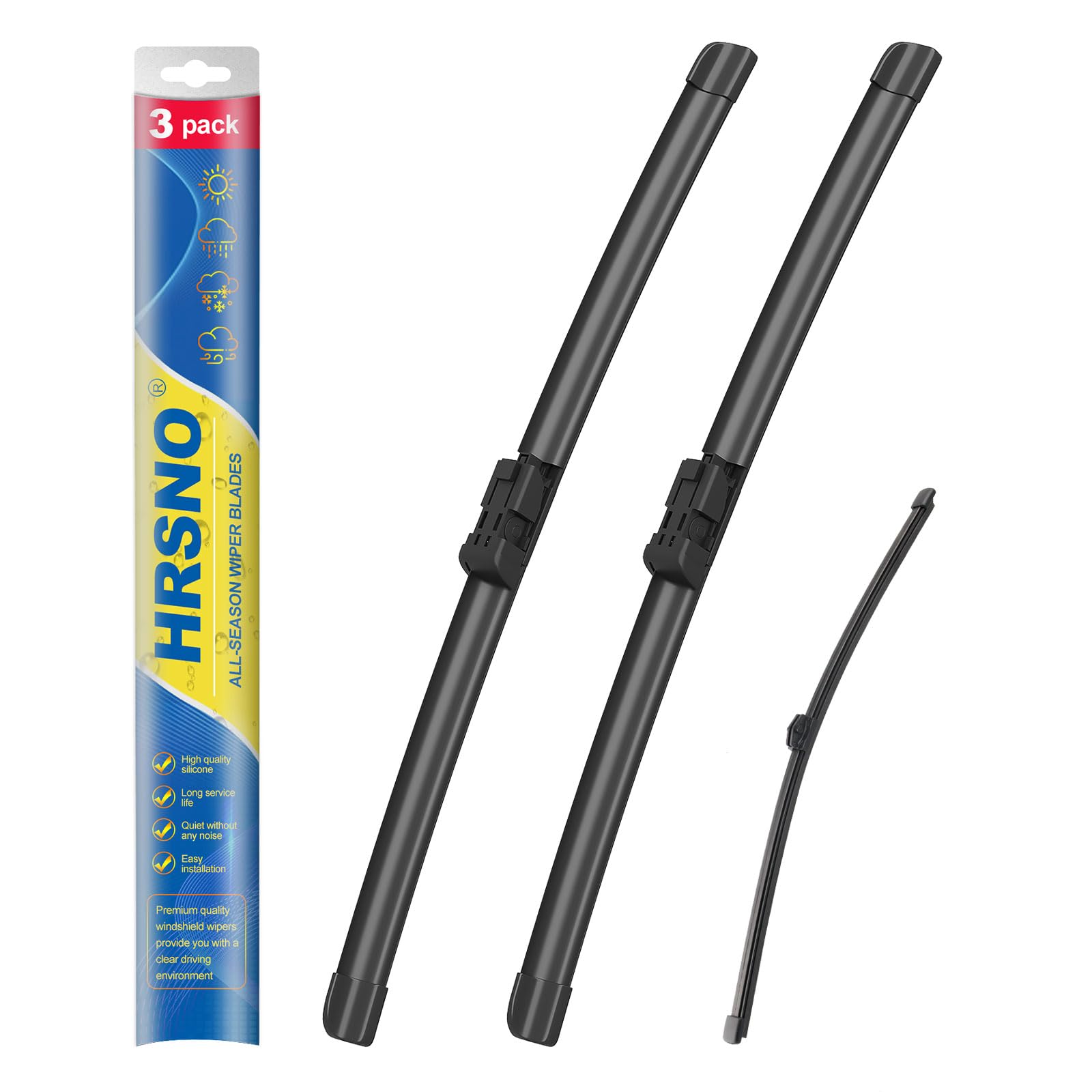 Hrsno 26''+16'' Windshield Wipers With 14'' Rear Wiper Blade Sets Automotive Replacement For Bmw X1 2016-2022,Easy For Installat