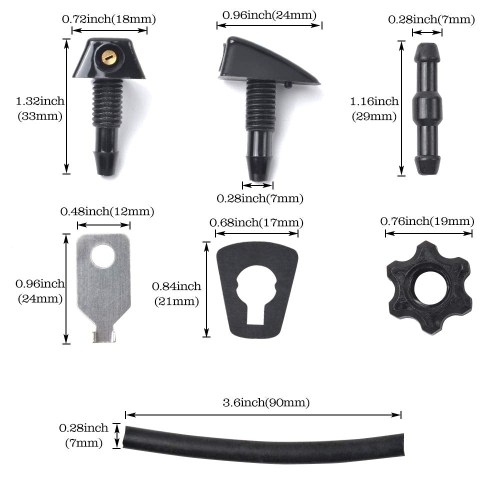 Otuayauto Universal Windshield Washer Nozzles Kit - Replaces Oem #47137, Spray Jet Kit (Pack Of 11)