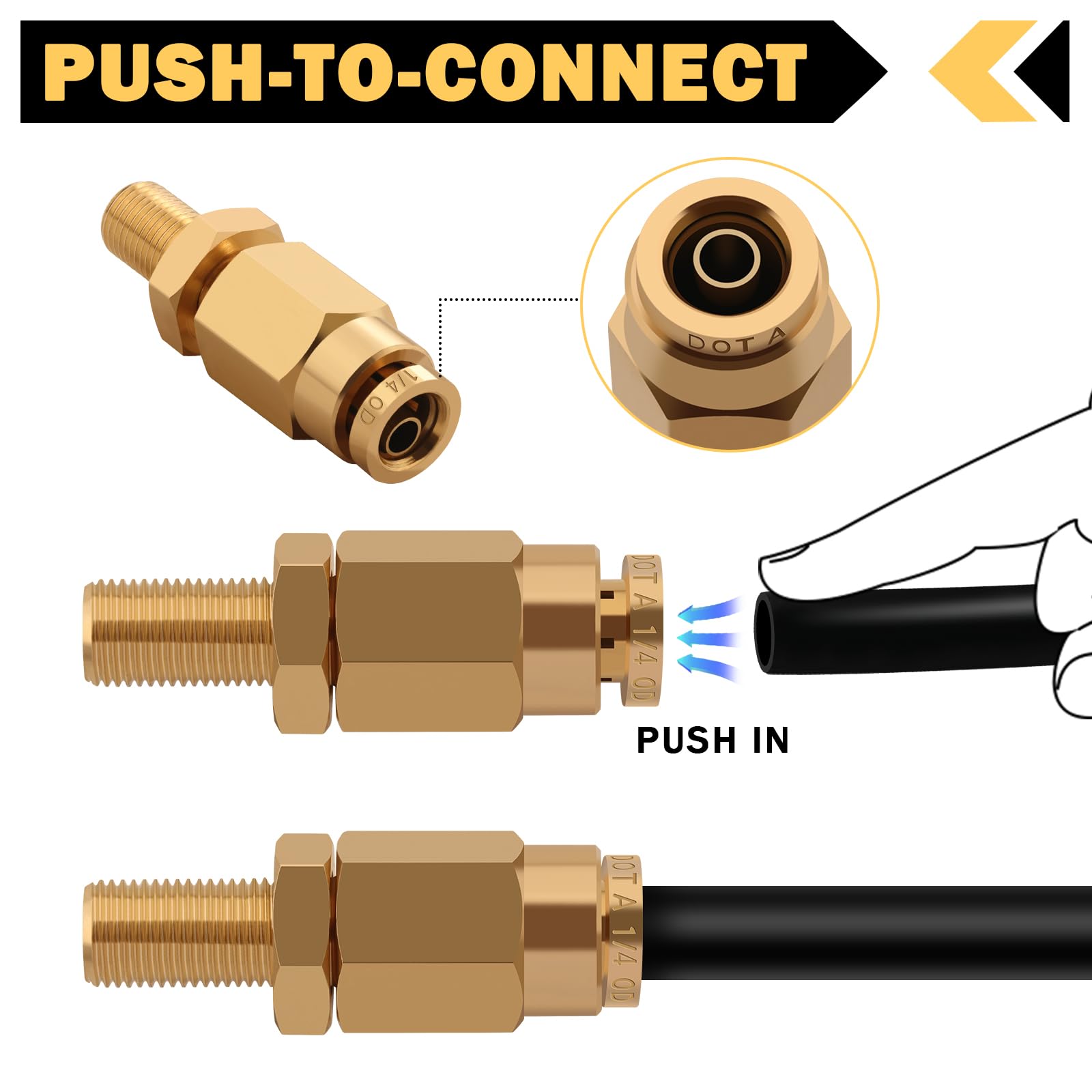 Cheemuii 1/4' Inflation Schrader Valve With Push To Connect For 1/4' Od Air Line Tubing And Air Spring Suspension For Semi Truck Trailer Tractor