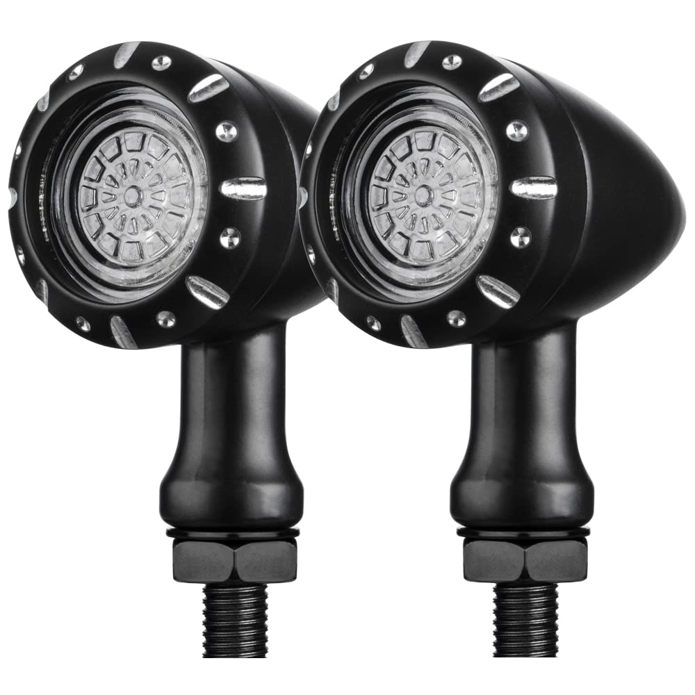 Motorcycle Rear Bullet Turn Signal Light 4 Wires LED Indicator Compatible for Chopper Bobber Harley Softail Iron Cruiser Honda S