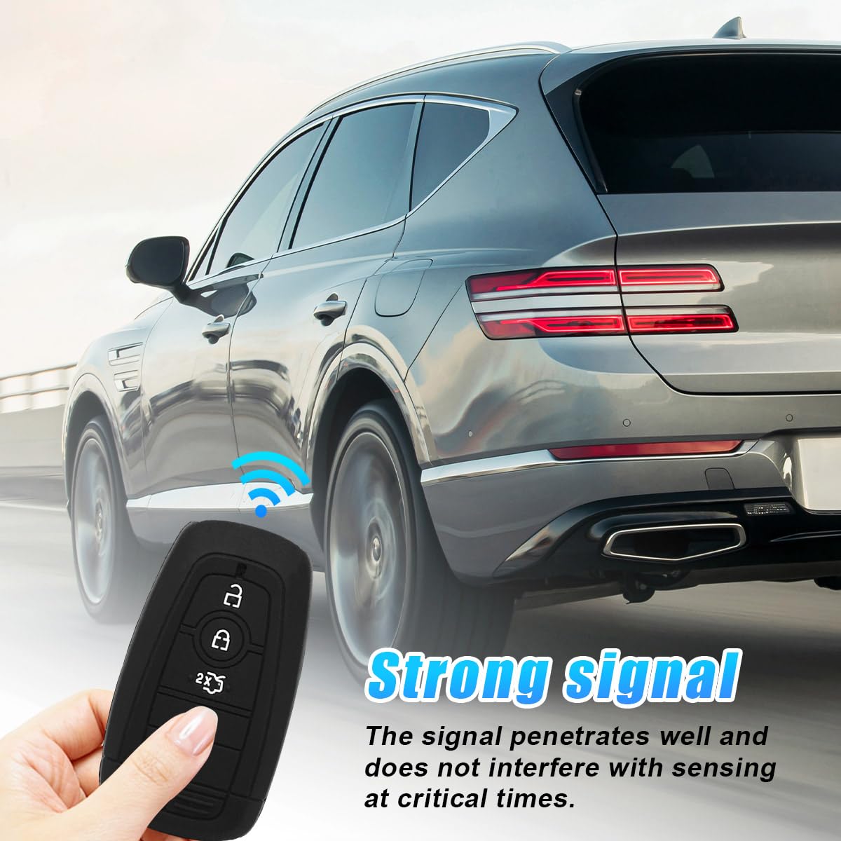 Suvnie 2 PCS Silicone Key Fob Cover, Smart 5 Button Key Fob Protection Case, Compatible with F150, F250, F350, F450, F550, Musta