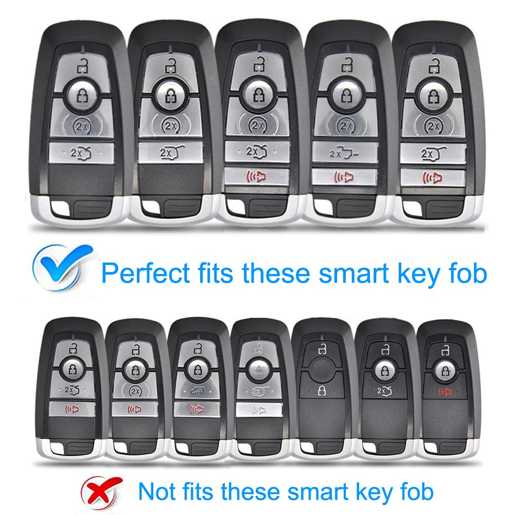 Cacacar For Ford Key Fob Cover, For Explorer Bronco Escape Edge Expedition Mustang F150 Fusion Ranger Lincoln Premium Soft Tpu Full Protection Key Case Remote Key Holder (Size B-Ivory)