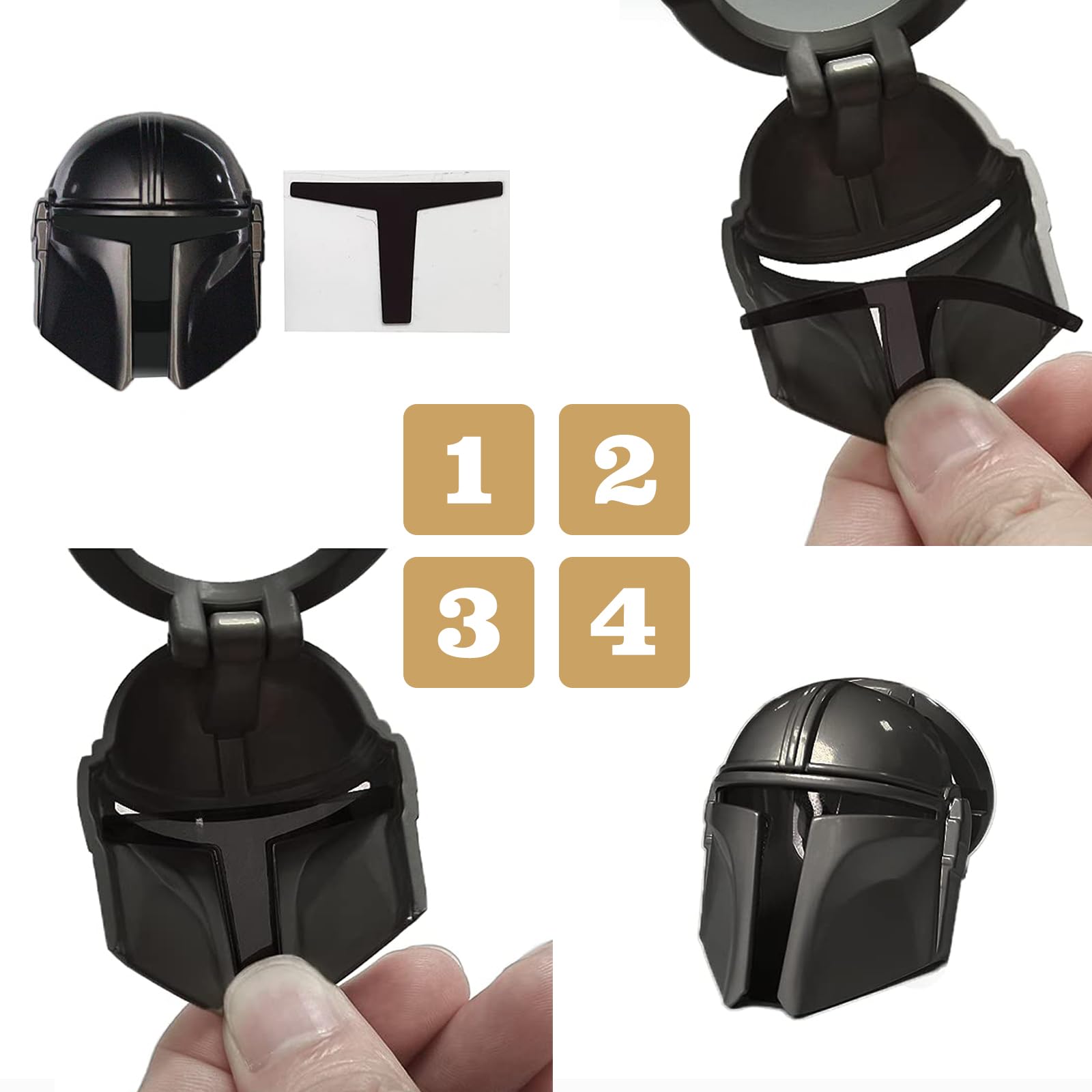 Bestevmod Mando Style Universal Car Engine Start Stop Button Cover Anti-Scratch Push Start Button Protective Cover 3D Cool Car Interior Accessories (Sliver)